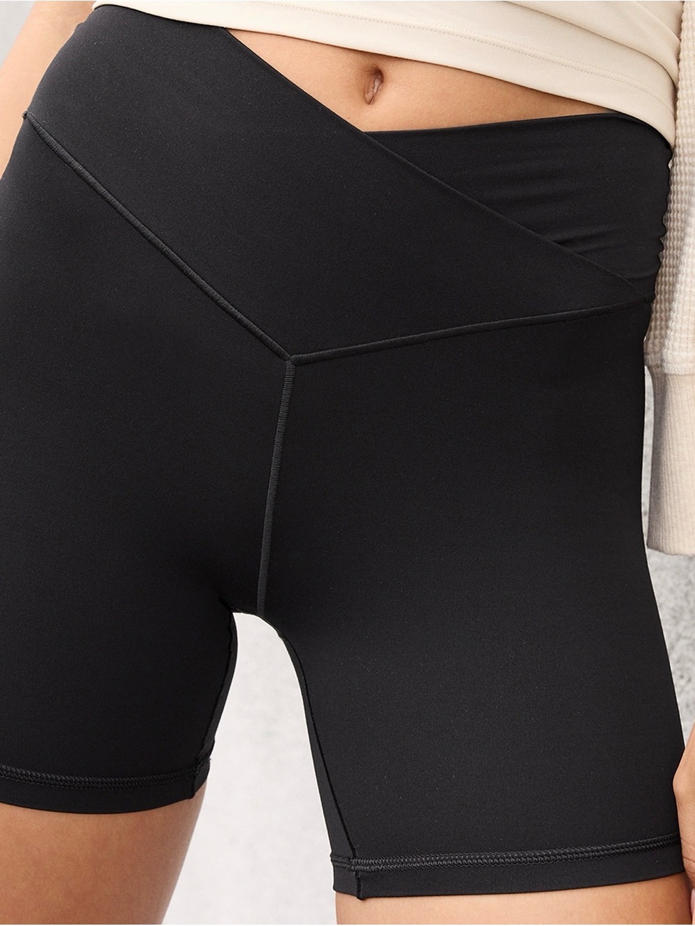 aerie Black High-Rise V-Waist Athletic Bike Shorts